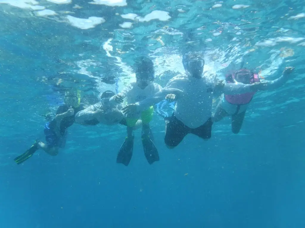 Private Family Snorkeling Adventures in the Lower Keys Family enjoying crystal-clear waters during private snorkeling tour in the Lower Keys, perfect for small group adventures